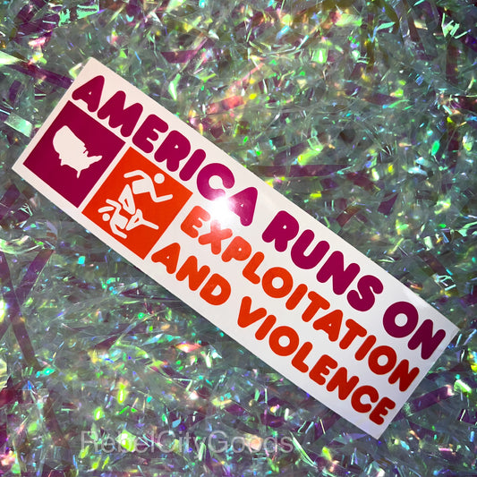 America Runs On Bumper Sticker 7”