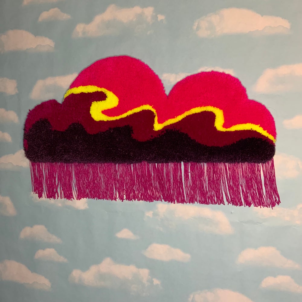 Neon Cloud Wall Rug with Fringe