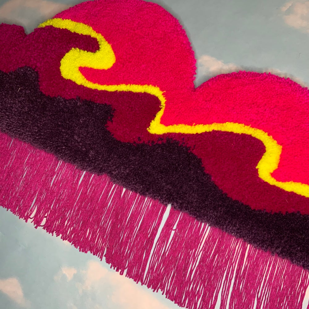 Neon Cloud Wall Rug with Fringe