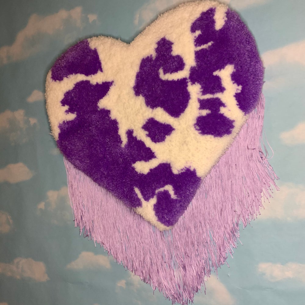 Moo Heart with Fringe in Lavender