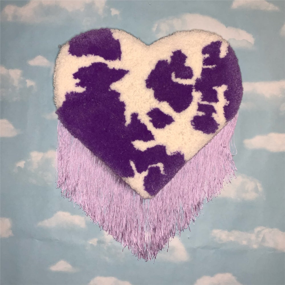 Moo Heart with Fringe in Lavender